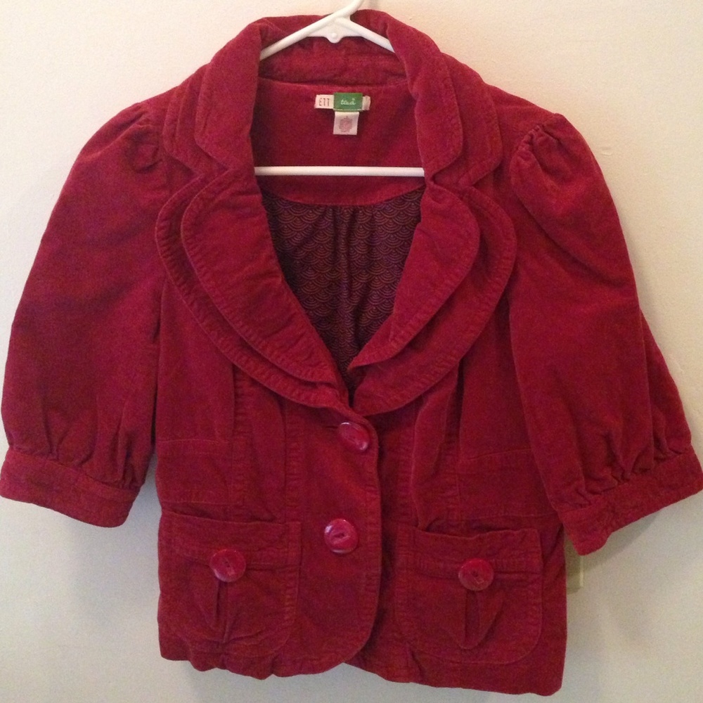Ett twa anthropolgie red velveteen jacket